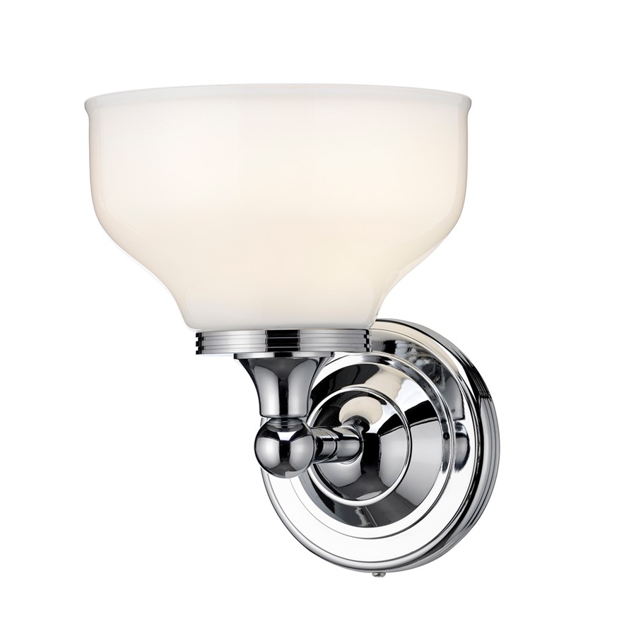 Burlington LED Bathroom Round Wall Light with Chrome Base & Opal Glass ...