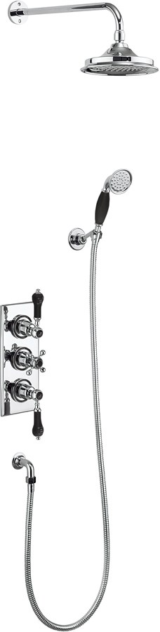 Trent Thermostatic Dual Outlet Concealed Shower Valve Fixed Shower Arm Handset And Holder With