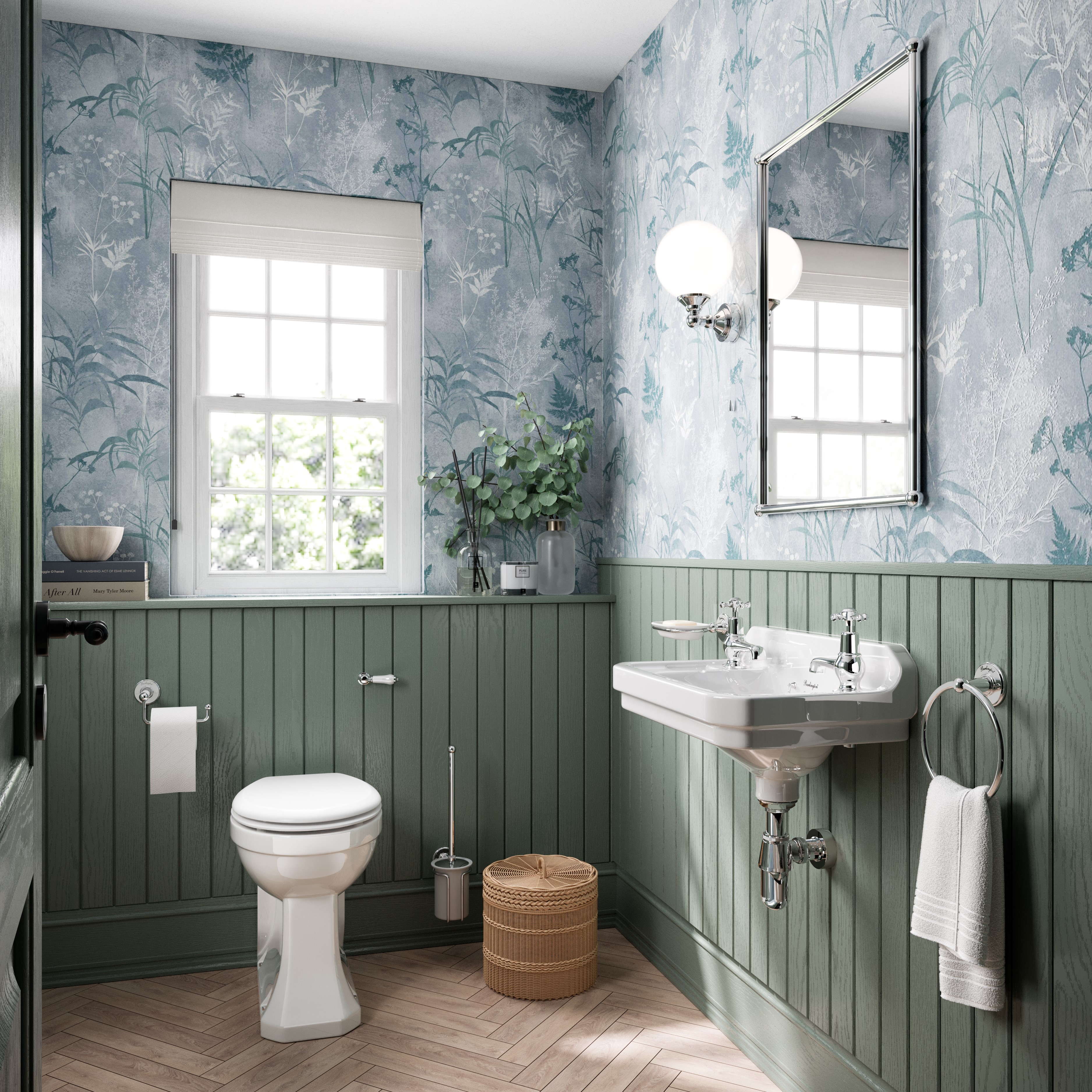 Modern Country Style: Cabbages and Roses Hatley Wallpaper In A SMALL Modern  Country Cloakroom!